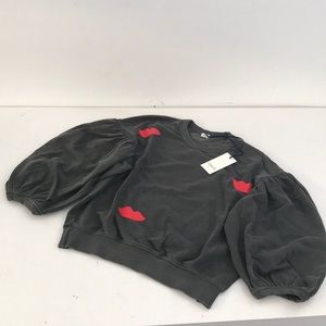 Clare V Lips Drop Shoulder Sweatshirt